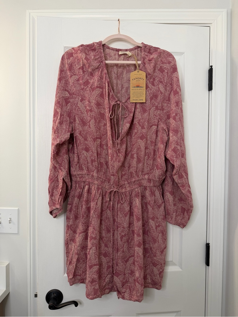 Amoret Pink Printed Tie-Waist Romper by Faherty